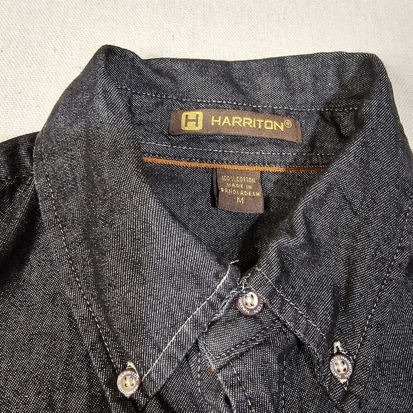 Harriton Mens 100% Cotton Button Down Shirt Size M "Rolls Royce" Embroidered - Picture 4 of 7